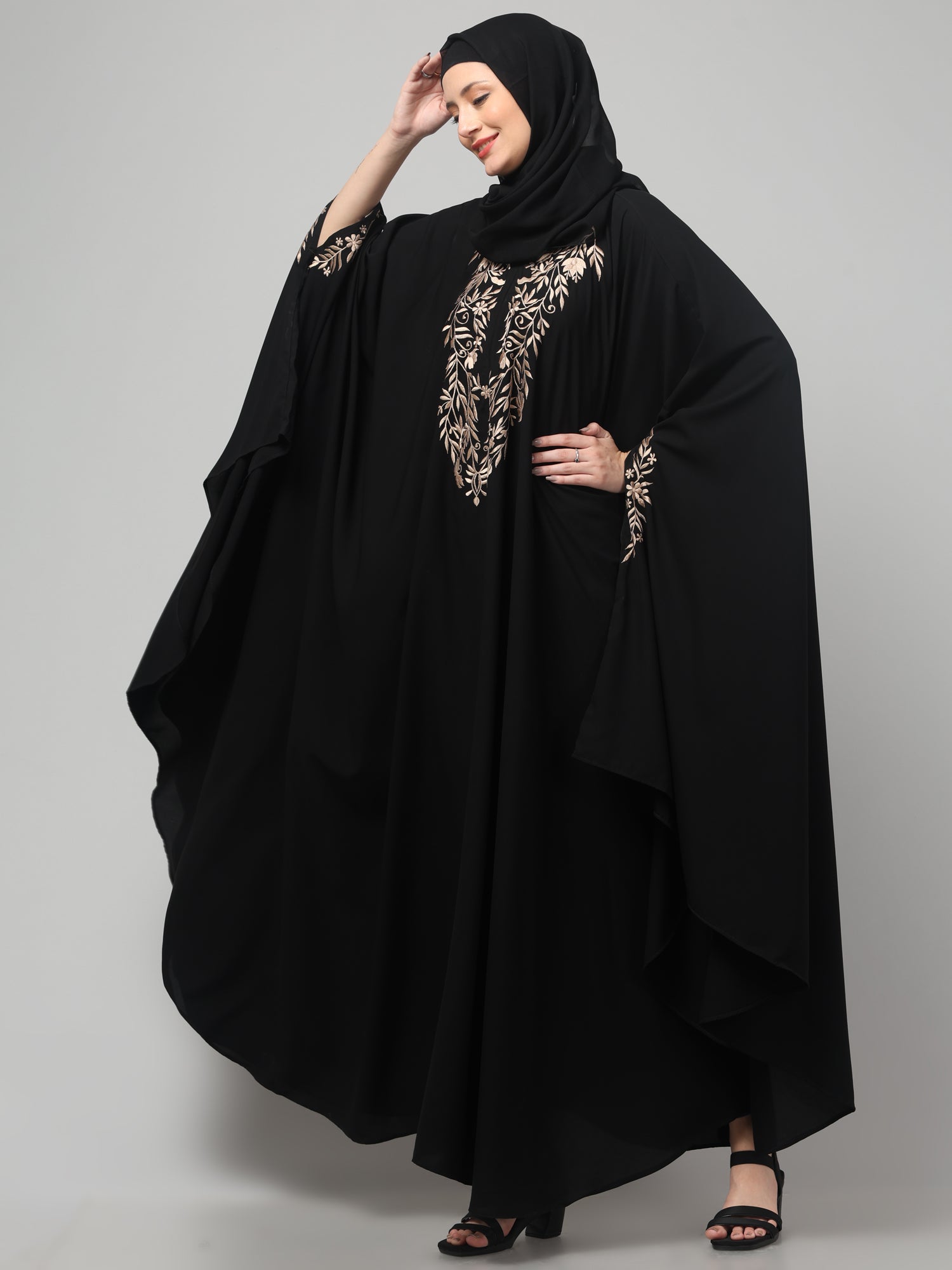 Free Size Irani Kaftan Abaya with Embroidery
