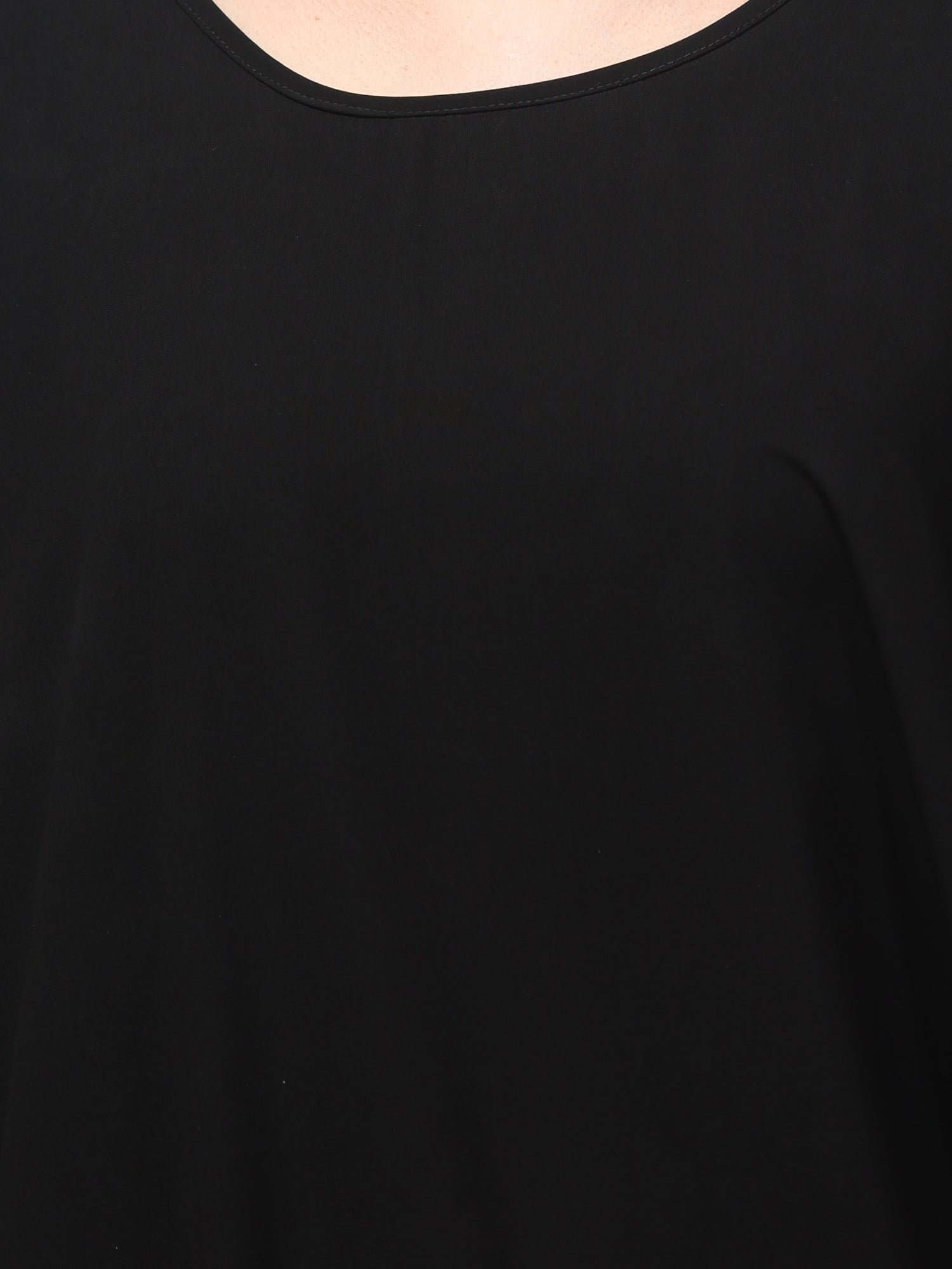 Black Free Size Solid Piping Detailing Kaftan Abaya